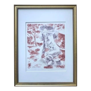 Vintage Expressionist Figurative Lithograph Female Nude by Cathal Brendan O'Toole For Sale