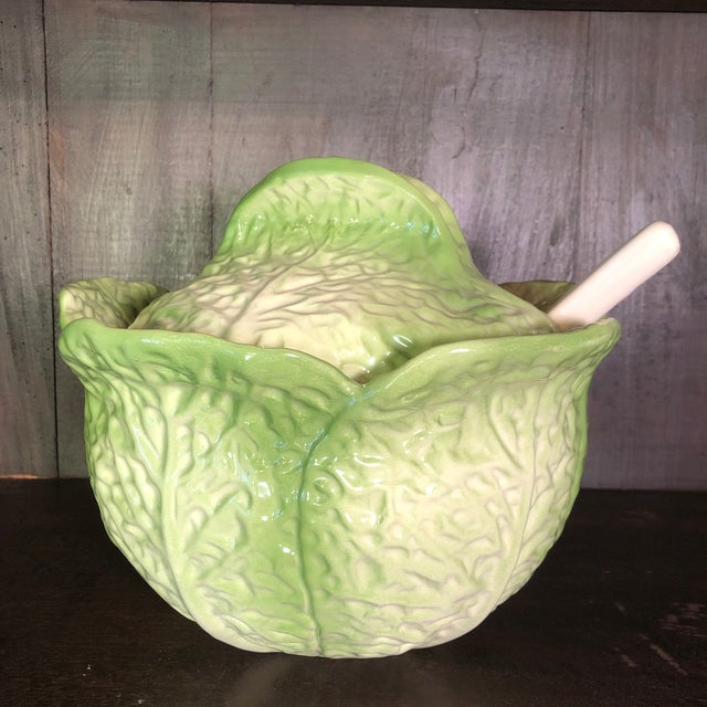 Majolica Cabbage Cabbageware Soup Tureen Chairish