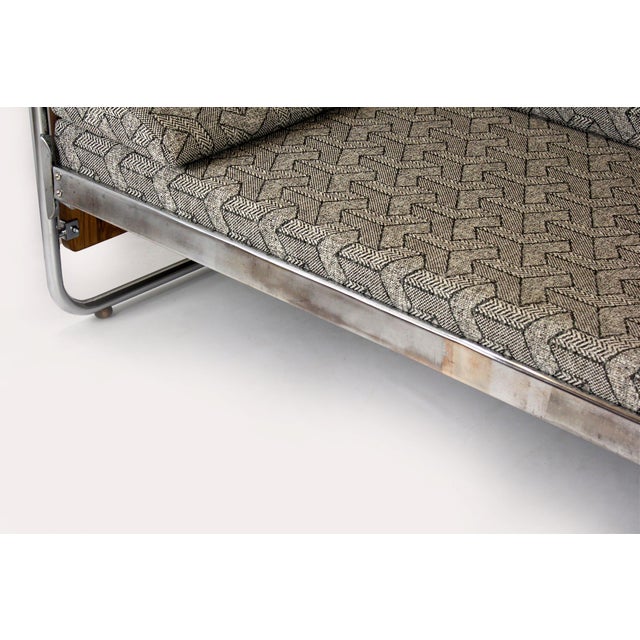 Bauhaus Tubular Steel and Chrome Sofa, Czechoslovakia, 1940s For Sale - Image 11 of 18