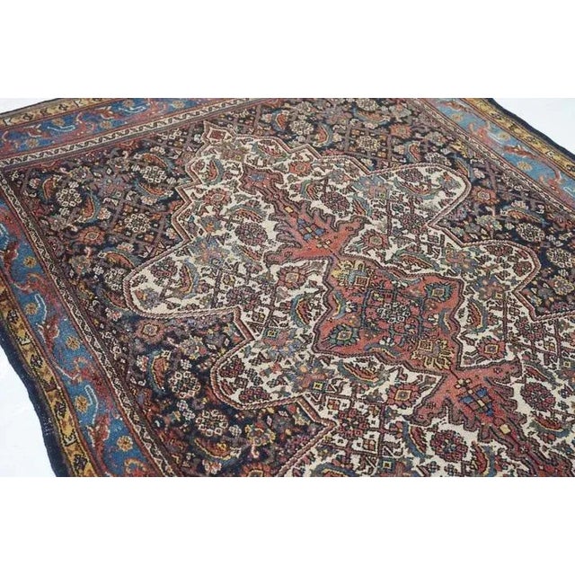Navy Blue Antique Bibikabad Rug 4'9'' x 6'9'' For Sale - Image 8 of 10