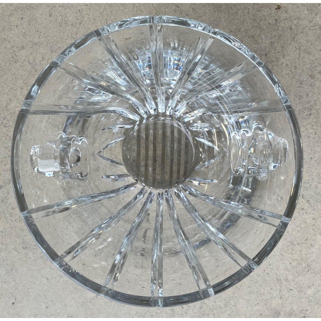 Contemporary Late 20th Century Flared Swirl Cut Crystal Nautilus Shell Applied Handles Ice Bucket in the Manner of Tiffany & Company For Sale - Image 3 of 18