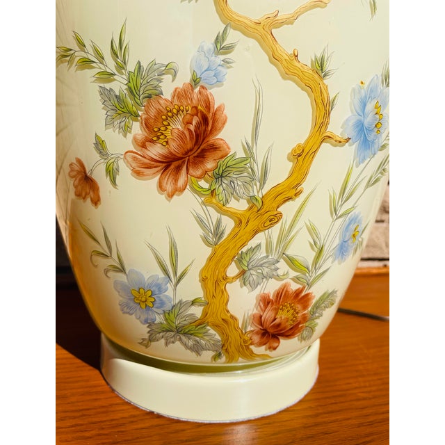 Mid 20th Century Vintage Asian Ginger Jar Floral Lamp For Sale - Image 5 of 11