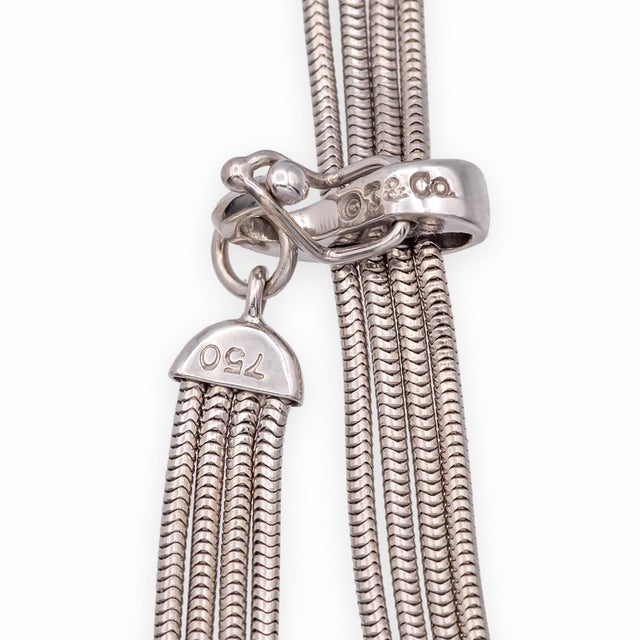 Tiffany and Co. Vintage Tiffany & Co. 18k White Gold Multi Feather Lariat Necklace Ca. 2000's For Sale - Image 4 of 9