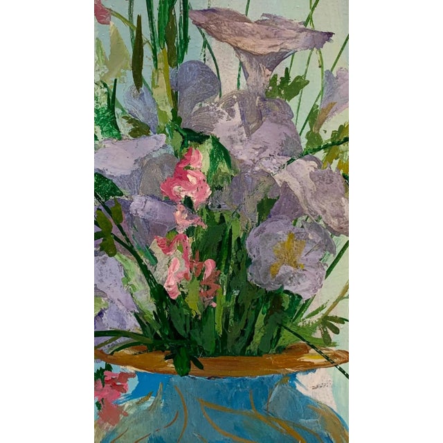 Vintage Floral Oil Painting, Ukrainian Still Life, Vlasova N. 47,5-28.5 For Sale - Image 4 of 6