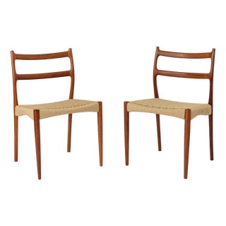 Set of Teak Dining Chairs with Papercord Seats by Søren Ladefoged, 1960s For Sale