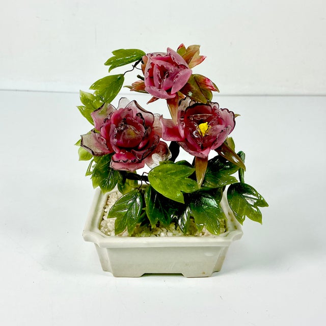 Vintage Home is please to present this gorgeous Wire Bonsai Tree with Green Jade Leaves and Cerise Glass Blooms. The...
