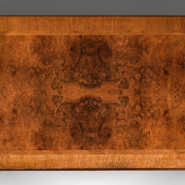 Quality Vintage Georgian Revival Lowboy, English, Burr Walnut, Side, Hall Table For Sale - Image 9 of 12