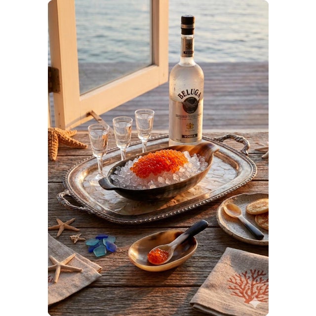 Serve in style with this 5‑piece hand‑carved horn Caviar Set, a beautifully organic accent that blends seamlessly with...