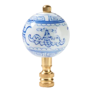 Mid 20th Century Porcelain and Brass Vintage Asian Lamp Finial