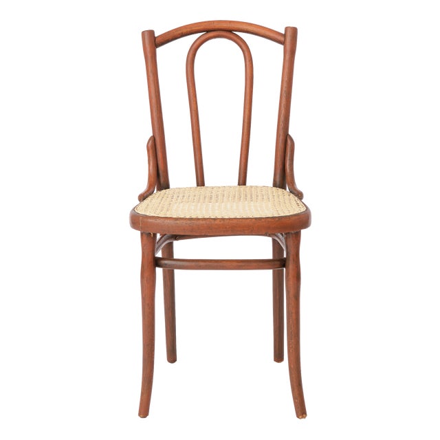 Antique Austrian Bentwood Rattan Bistro Chair in the Style of Thonet No. 56, 1930s For Sale