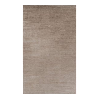 Rug & Kilim’s Oversized Modern Textural Rug in Brown, White and Beige Striae - 12x20 For Sale