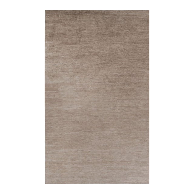 Rug & Kilim’s Oversized Modern Textural Rug in Brown, White and Beige Striae - 12x20 For Sale
