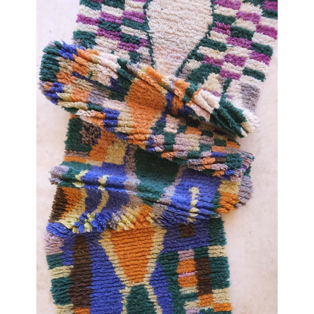 Abstract Moroccan Colorful Wool Runner Rug - 14.9 X 2.5 Ft For Sale - Image 3 of 8