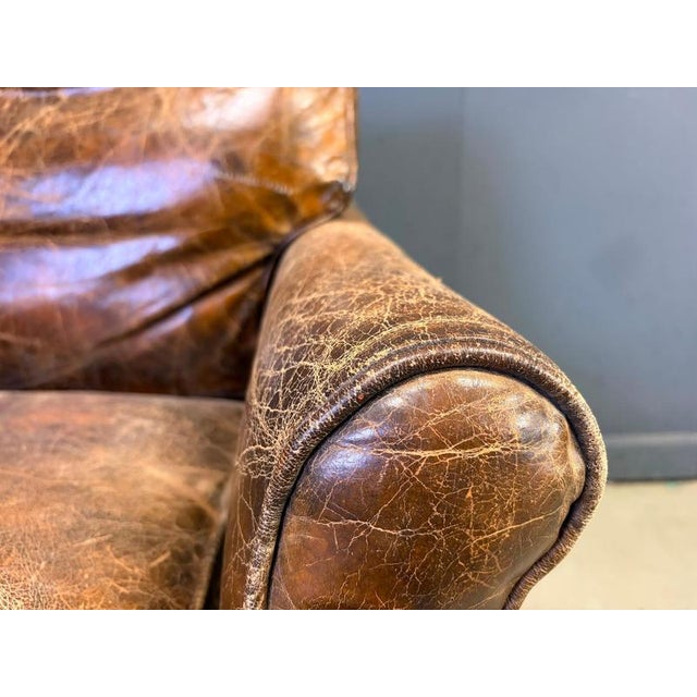 Brown Mid-Century Modern Leather Club Chair, 1950s For Sale - Image 8 of 14