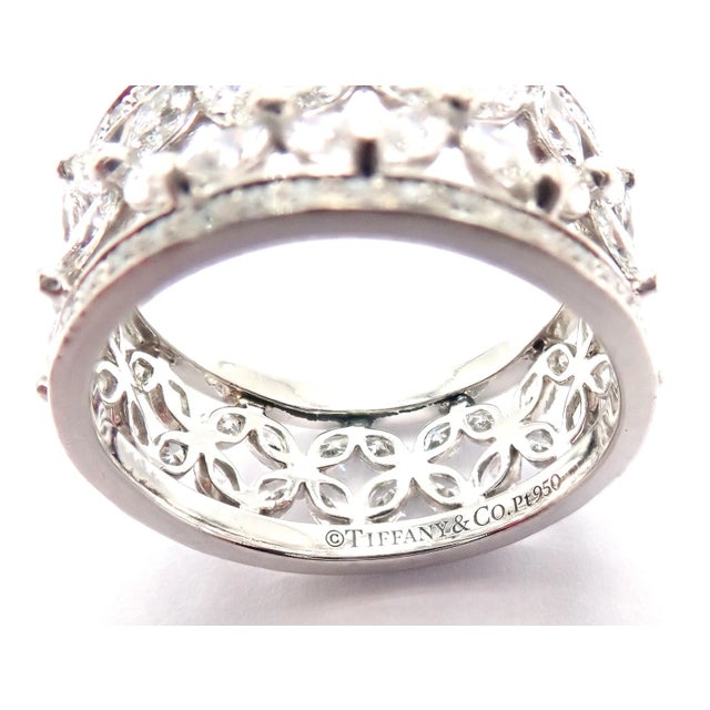 2010s Tiffany & Co. Victoria Platinum Diamond Wide Band Ring, Size 7.25 For Sale - Image 5 of 8