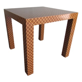 Vintage 1970s Laminated Cloth Clad Side Table in the Style of Karl Springer For Sale