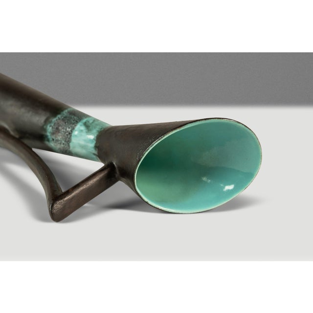 Mid-Century Postmodern Contemporary Studio Craft Glazed Ceramic Pitcher / Vase / Vessel, Usa, C. 1980s For Sale - Image 11 of 17