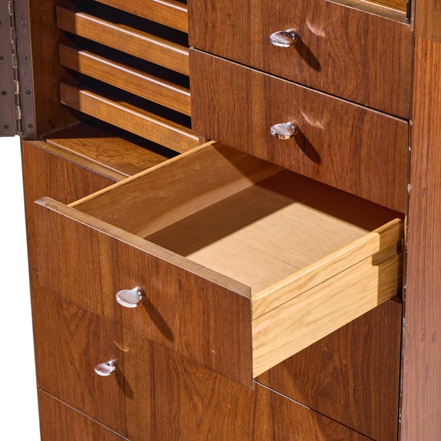 Brown Directional Mid Century Walnut and Chrome Armoire Dresser For Sale - Image 8 of 10