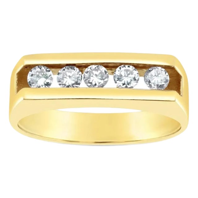 Five Stone Diamond Wedding Band, Size 8 For Sale