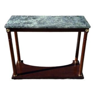 Vintage Regency-Style Console Table With Green Marble Top Attributed to Bombay Company For Sale