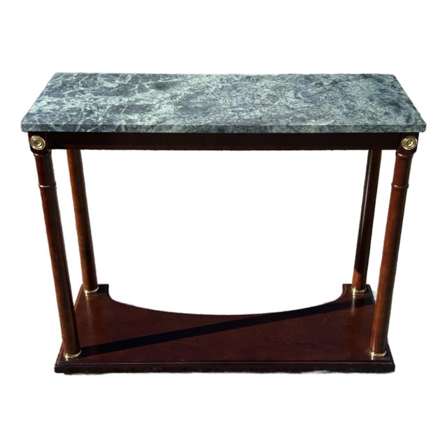 Vintage Regency-Style Console Table With Green Marble Top Attributed to Bombay Company For Sale