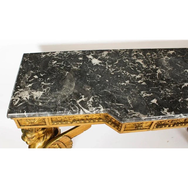 French Neo-Classical Gilded Console Table with Marble Top, 1820s For Sale - Image 4 of 18