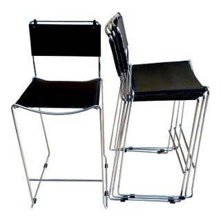 1990s Italian Style Stacking Counter Chairs Set of Four For Sale