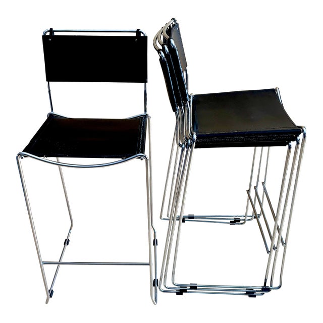 1990s Italian Style Stacking Counter Chairs Set of Four For Sale
