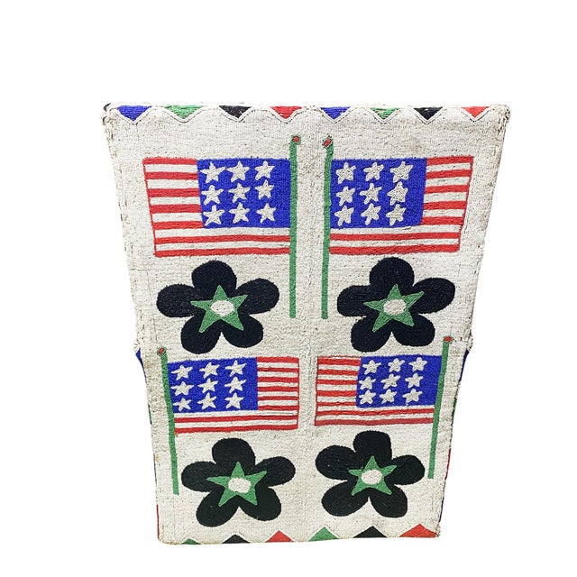 Vintage African Nobility Nigerian Yoruba Beaded ArmChair W/ Stylized American Flags. For Sale - Image 10 of 11