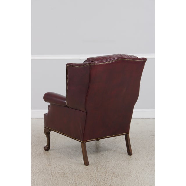 Pennsylvania House Burgundy Leather Wing Chair For Sale In Philadelphia - Image 6 of 16