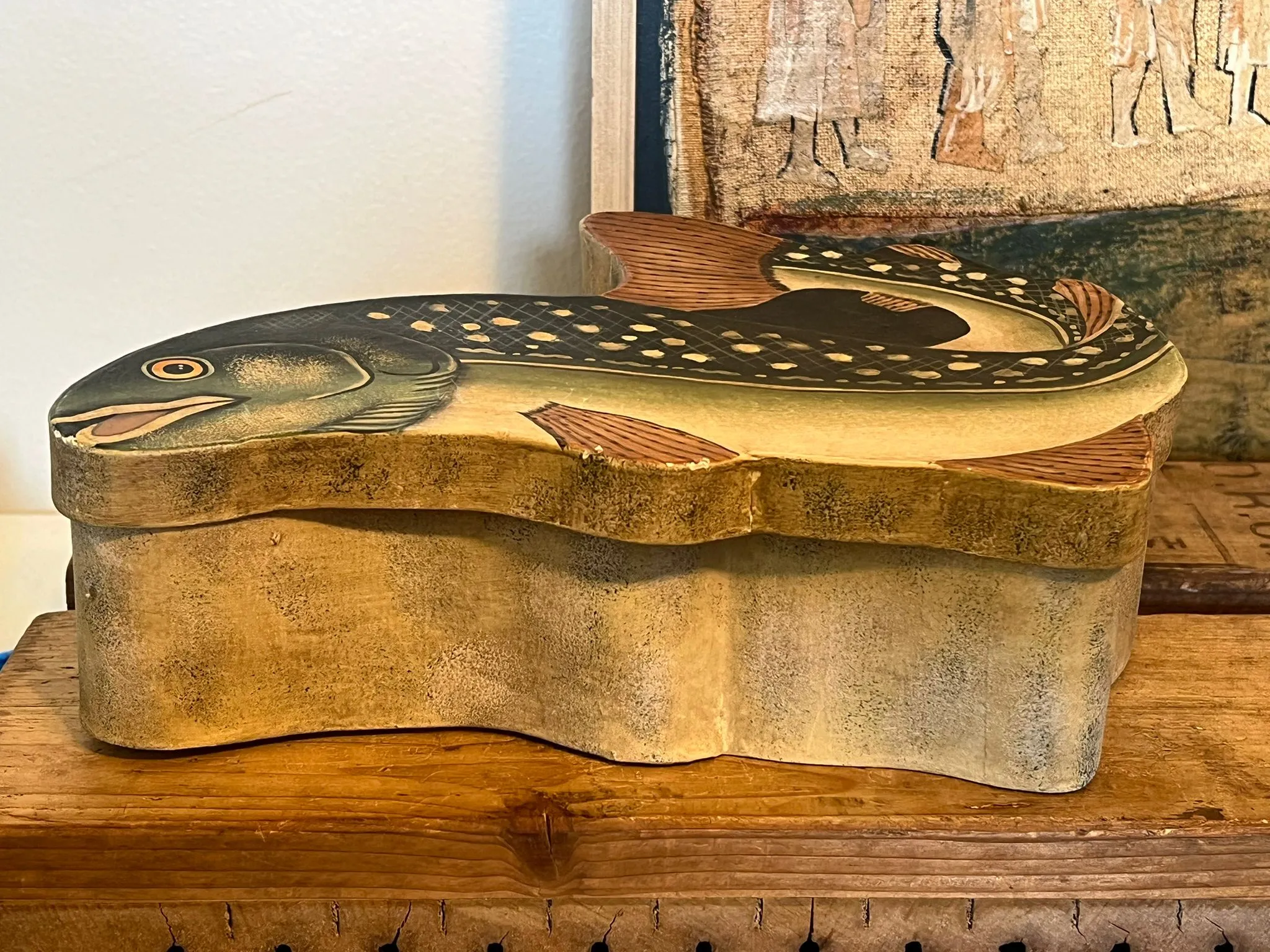 Vintage Fish Shaped Storage Box | Chairish