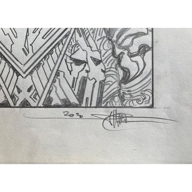Philippe Druillet (1944), French comic book author Warrior, 2020 Graphite on paper,29.7 x 40.7 cm.Signed and dated (2020)...