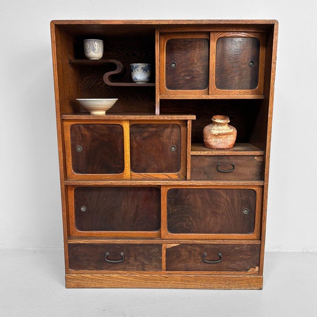 Mid-Century Modern Antique Cha Tansu Tea Cabinet, Japan, 1920s For Sale - Image 3 of 18