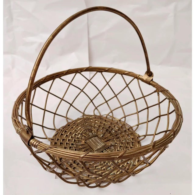 Brass Charming Woven Brass Egg Baskets Set of 2 For Sale - Image 8 of 12