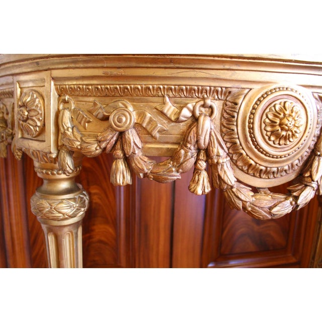 Wood Italian Neoclassical Demilune Gilt Wood Console Table For Sale - Image 7 of 13
