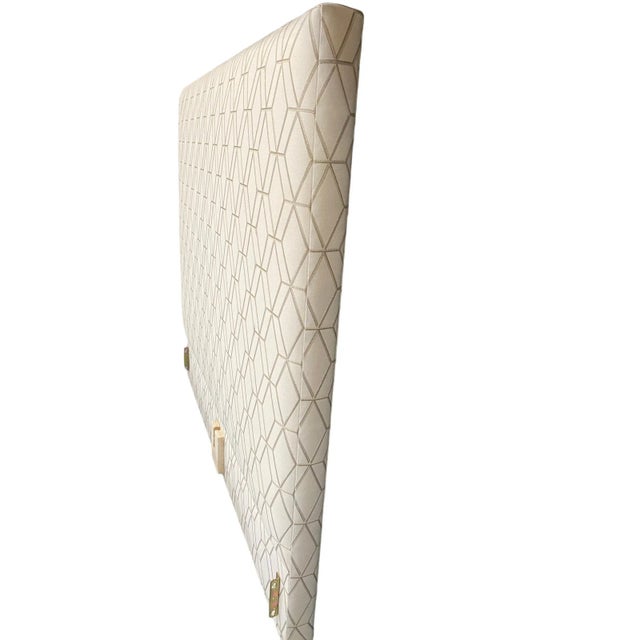 Transitional Custom Design Upholstered Queen Platform Bed / Headboard For Sale - Image 3 of 6