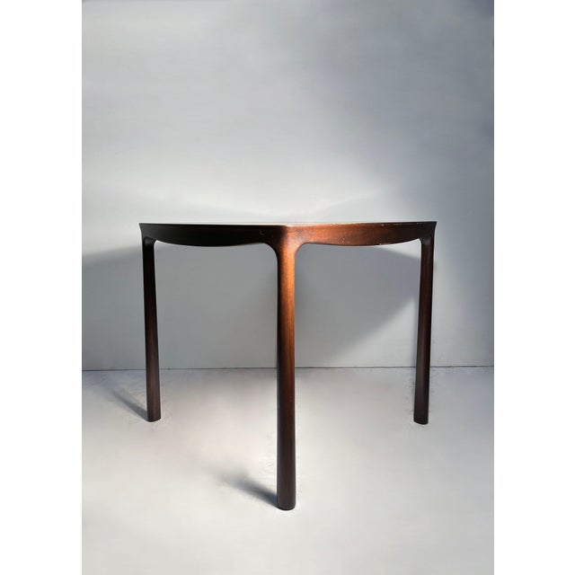 Elegant Edward Wormley dinette or game table for Dunbar. Appears to be rosewood. wear to the finish. May desire to have...