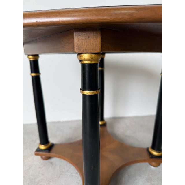 1970s Baker Furniture Regency Style Wooden Side Table With Octagonal Burlwood Top For Sale - Image 9 of 18