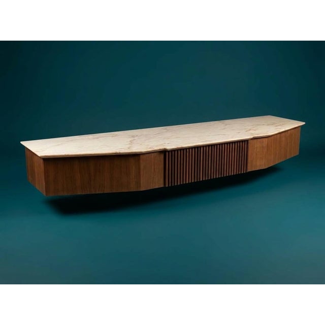 1950s Marble and Wood Wall Console Table by Osvaldo Borsani, Italy, 1950s For Sale - Image 5 of 17