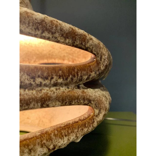 1970s Mid-Century West German Stoneware Large Brutalist Lamp in the Style of Scheurich or Bay For Sale - Image 5 of 16