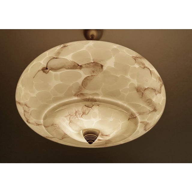 Beige Art Deco Pendant Light in Marble Glass, 1930s For Sale - Image 8 of 18