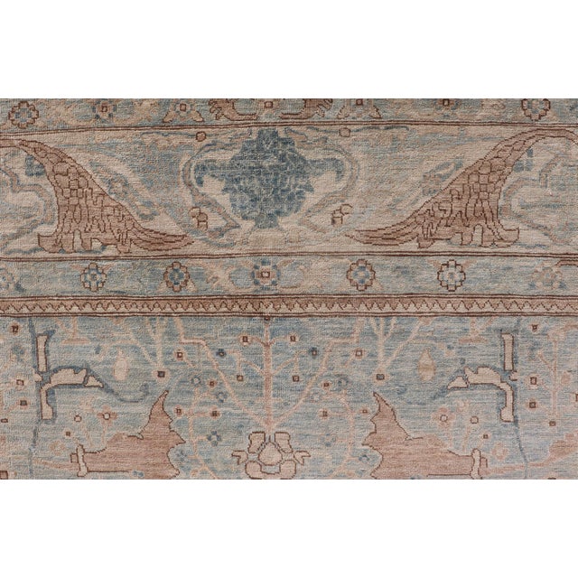 Traditional Afghanistan Tabriz Rug in Soft Blue, Sand With Allover Floral and Lattice Design For Sale - Image 3 of 12