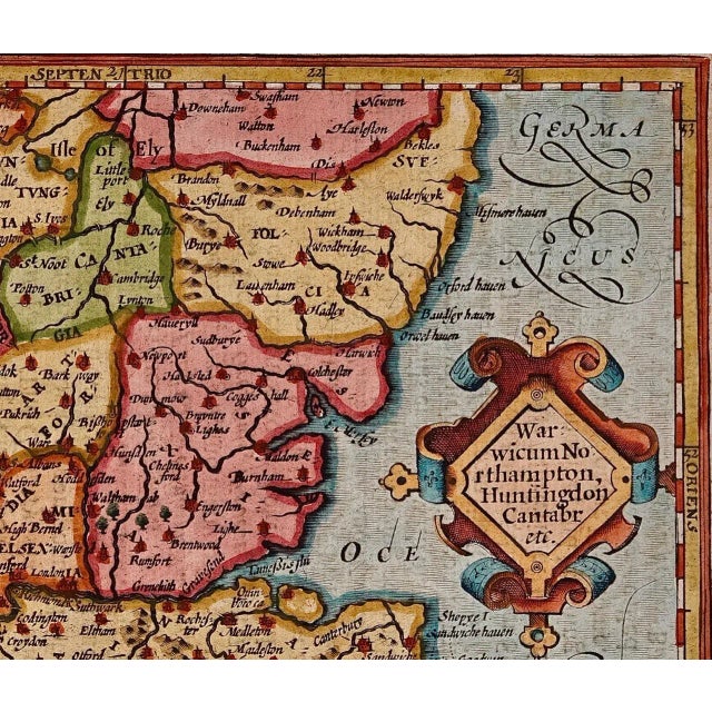 Southeastern England: A 17th Century Hand-Colored Map by Mercator and Hondius, 1635 For Sale In San Francisco - Image 6 of 6