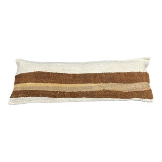 Turkish Hemp Pillow Cushion Natural Beige Brown Cushion Cover 14"x40" For Sale