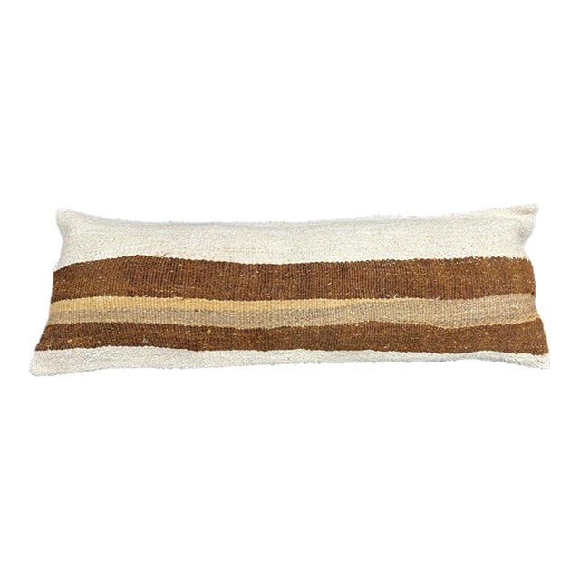 Turkish Hemp Pillow Cushion Natural Beige Brown Cushion Cover 14"x40" For Sale