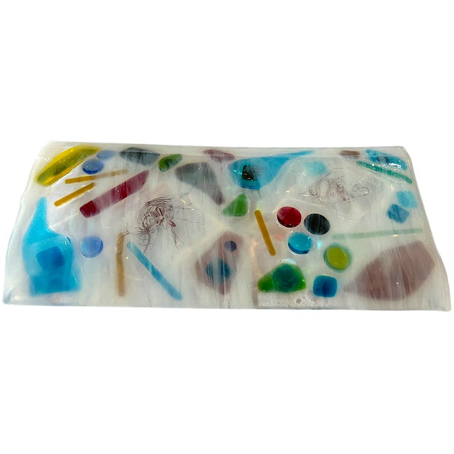 White Postmodern Studio Fused Art Glass Tray in the Style of Chihuly & Memphis Milano For Sale - Image 8 of 11