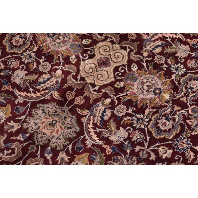 Shabby Chic Floral 1990's Pak-Persian Red/Blue Wool Rug - 6'1'' X 8'9'' For Sale In New York - Image 6 of 9