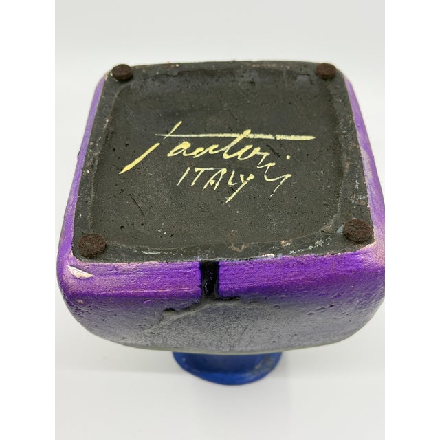 Beautiful Blue Drip Glazed Fantoni Square Fantoni Vase For Sale - Image 14 of 14