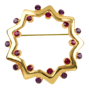 Yves Saint Laurent Ysl Purple and Red Jeweled Pin Brooch