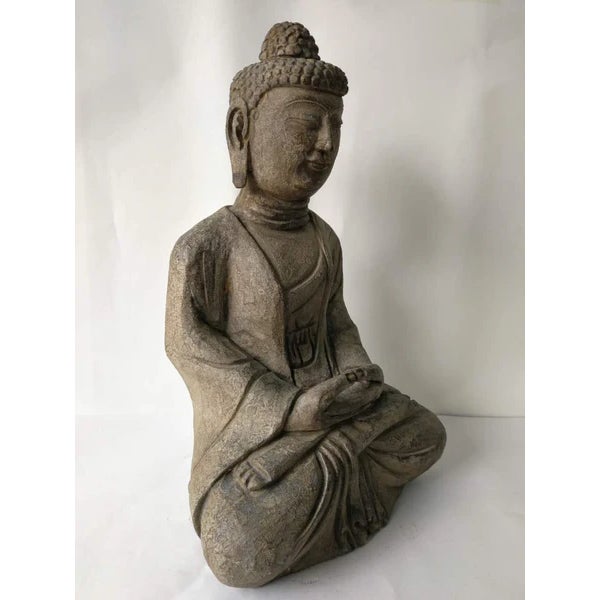 Hand Carved Stone Buddha Statue For Sale - Image 4 of 8